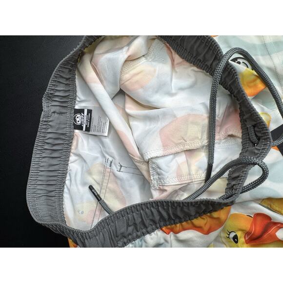 Neff MENS M Rubber Duck Ducky Gray Swim Trunks Stretch Unlined Board Shorts - Picture 6 of 6